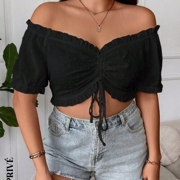 Shein Off the Shoulder Drawstring Crop Top 3XL(US 18) in EUC - Picture 8 of 8